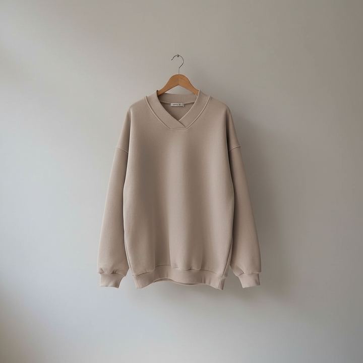 Thordine | Damen Oversized Pullover V-Ausschnitt - Brown - Image 3