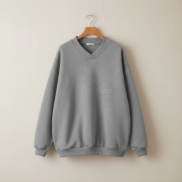 Thordine | Damen Oversized Pullover V-Ausschnitt - Brown - Image 5