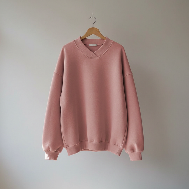 Thordine | Damen Oversized Pullover V-Ausschnitt - Brown - Image 6