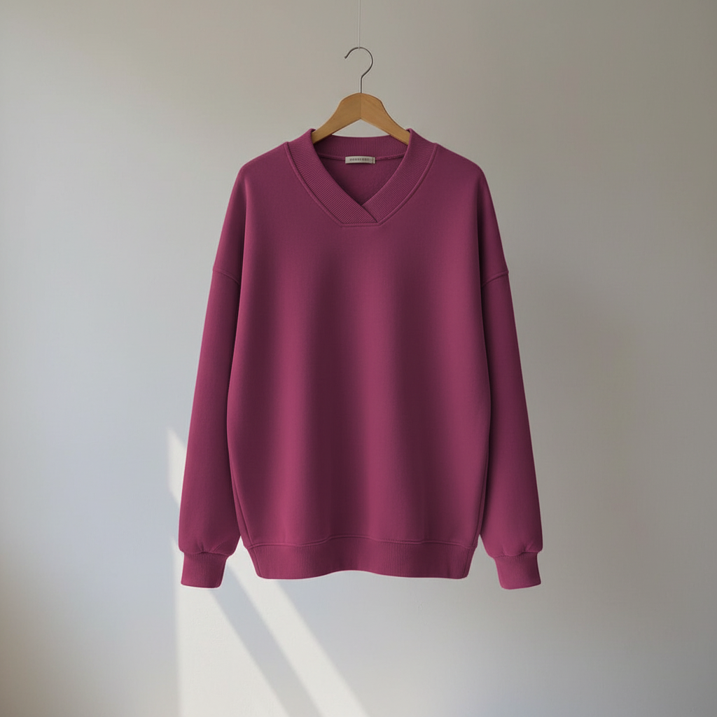 Thordine | Damen Oversized Pullover V-Ausschnitt - Brown - Image 9