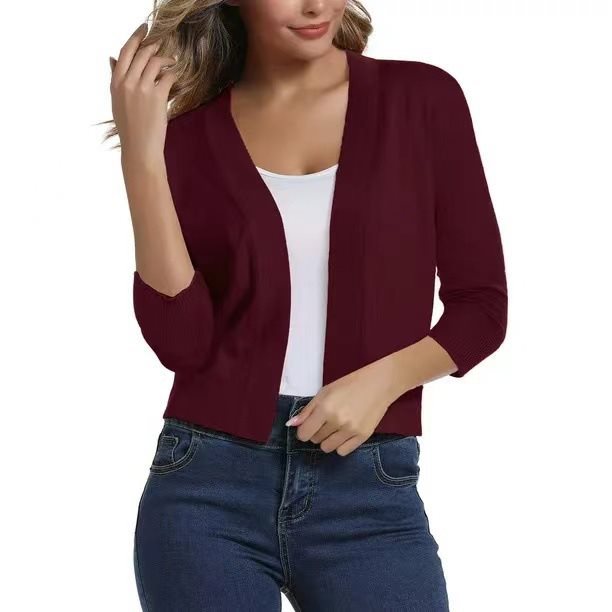 Thordis | Damen Strickjacke Offene Front 3/4 Arm - Black - Image 18