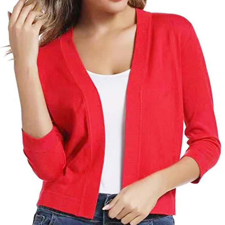 Thordis | Damen Strickjacke Offene Front 3/4 Arm - Black - Image 19
