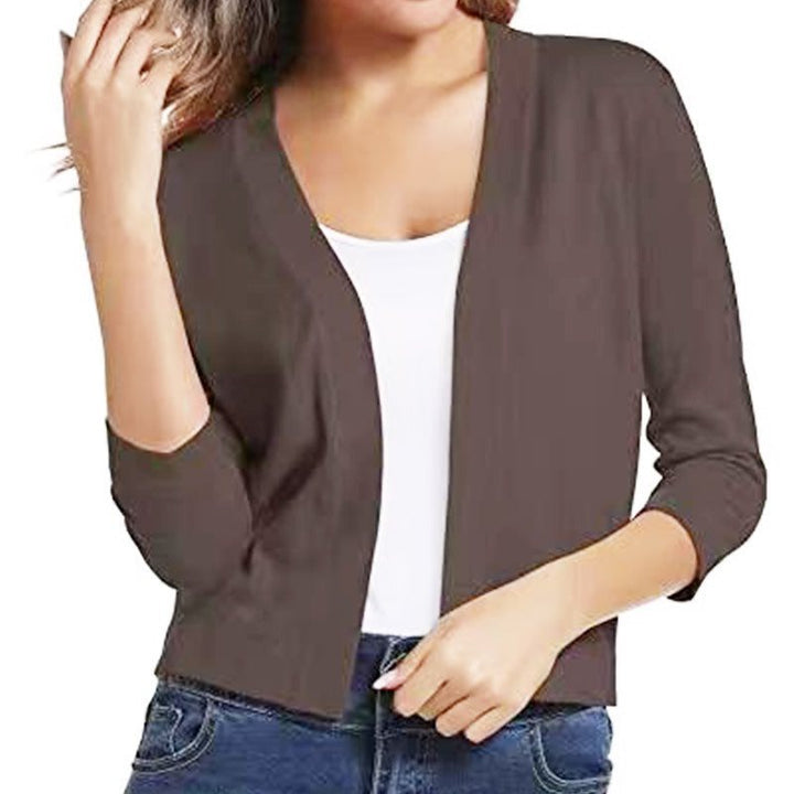 Thordis | Damen Strickjacke Offene Front 3/4 Arm - Black - Image 20