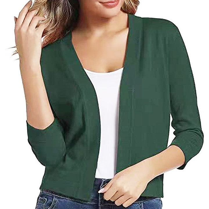 Thordis | Damen Strickjacke Offene Front 3/4 Arm - Black - Image 21