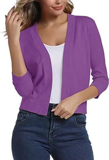 Thordis | Damen Strickjacke Offene Front 3/4 Arm - Black - Image 22