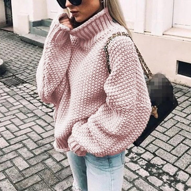 Thordisa | Damen Rollkragen Strickpullover Oversized - Beige - Image 2