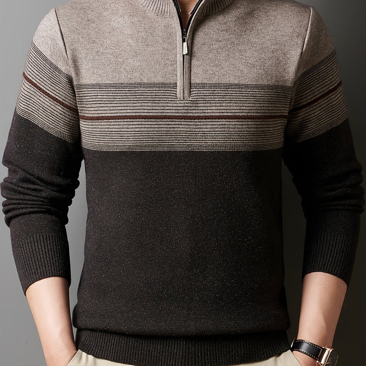 Thorvald | Herren Strickpullover mit Reißverschlusskragen - Navy - Image 11