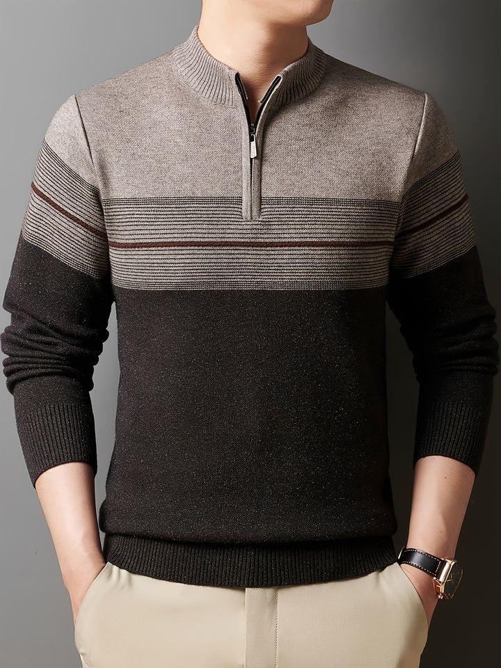 Thorvald | Herren Strickpullover mit Reißverschlusskragen - Navy - Image 12