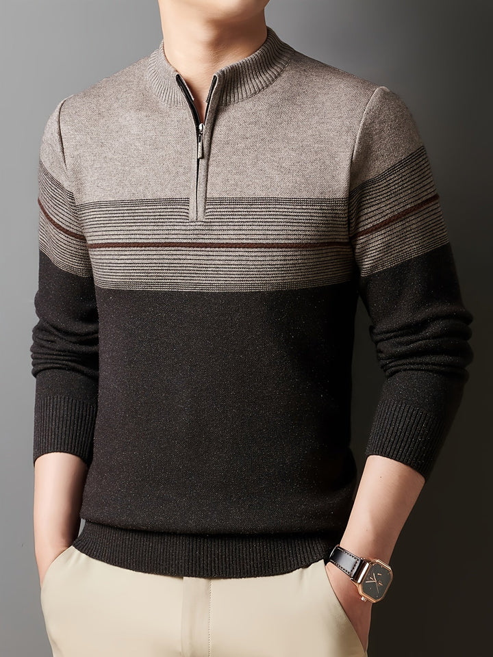 Thorvald | Herren Strickpullover mit Reißverschlusskragen - Navy - Image 13