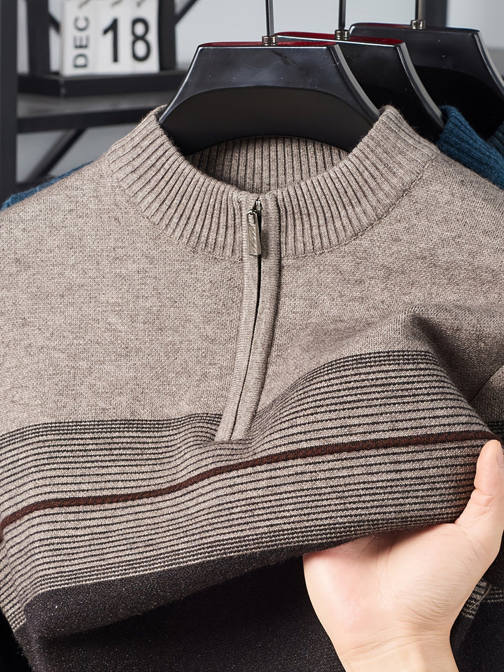 Thorvald | Herren Strickpullover mit Reißverschlusskragen - Navy - Image 14