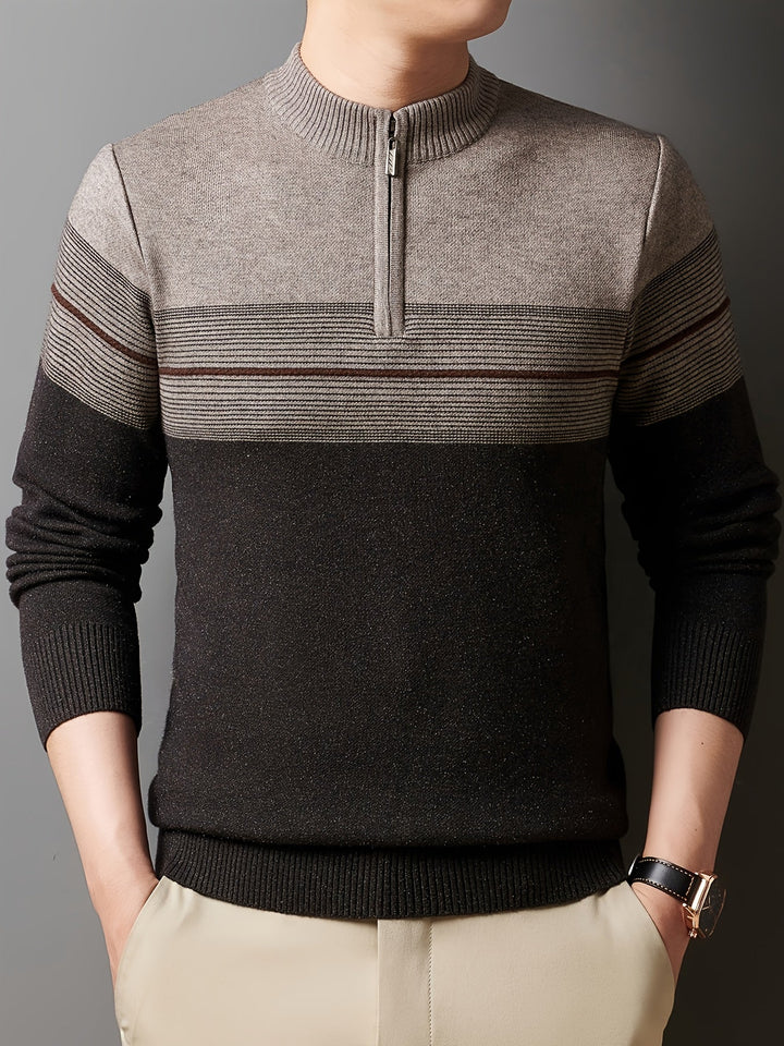 Thorvald | Herren Strickpullover mit Reißverschlusskragen - Navy - Image 15