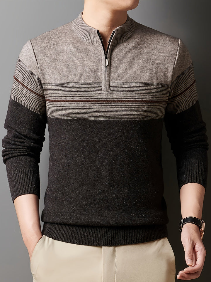 Thorvald | Herren Strickpullover mit Reißverschlusskragen - Navy - Image 16
