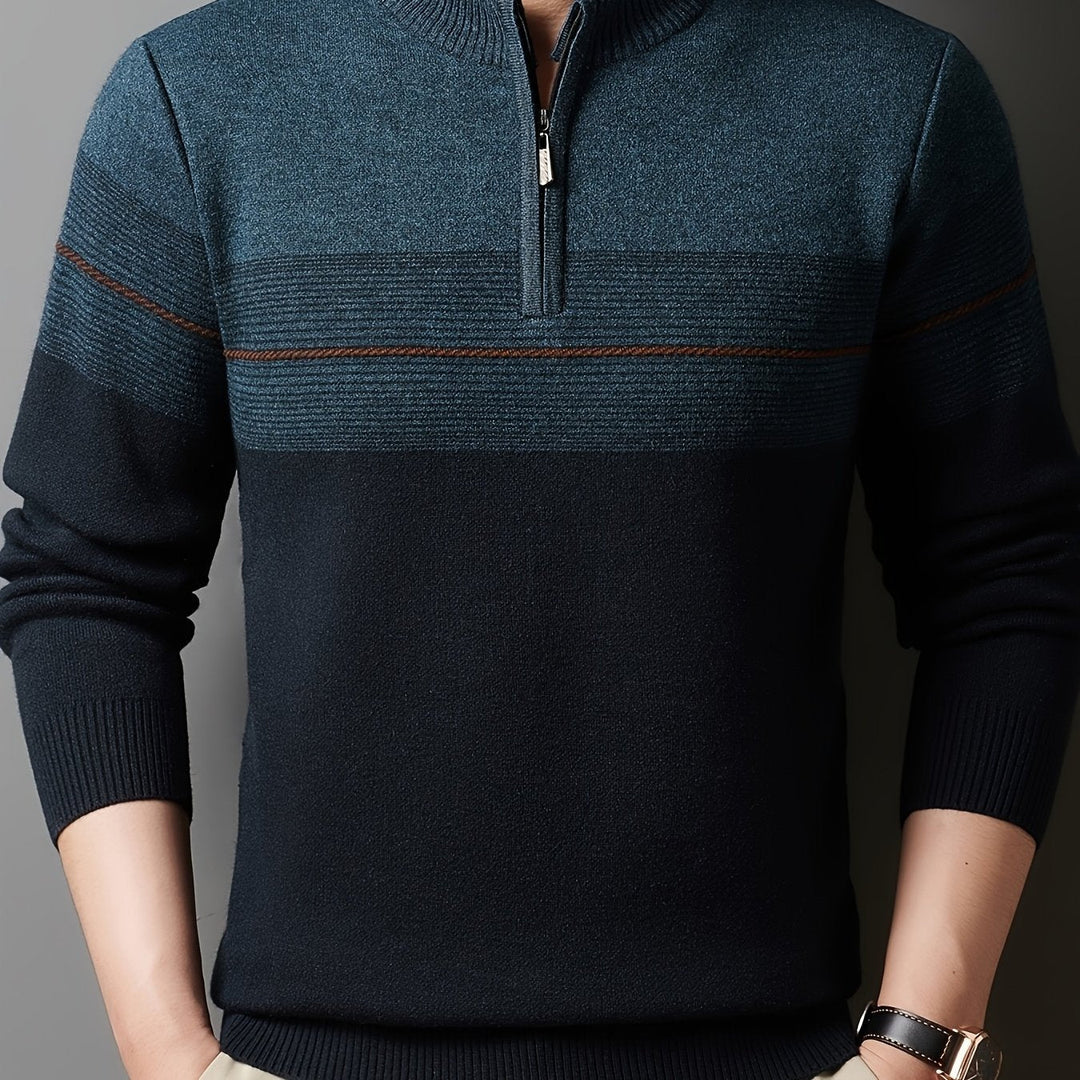 Thorvald | Herren Strickpullover mit Reißverschlusskragen - Navy - Image 17
