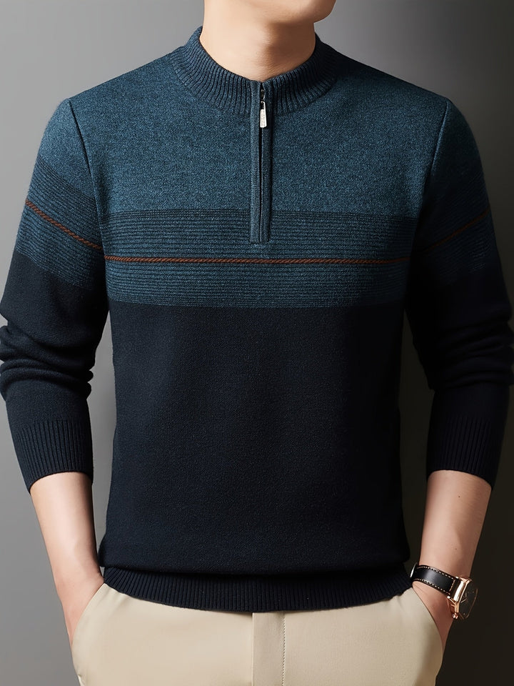 Thorvald | Herren Strickpullover mit Reißverschlusskragen - Navy - Image 20