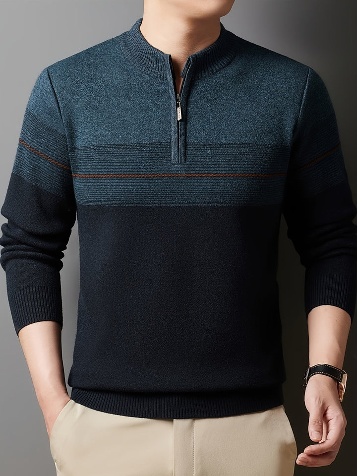 Thorvald | Herren Strickpullover mit Reißverschlusskragen - Navy - Image 22