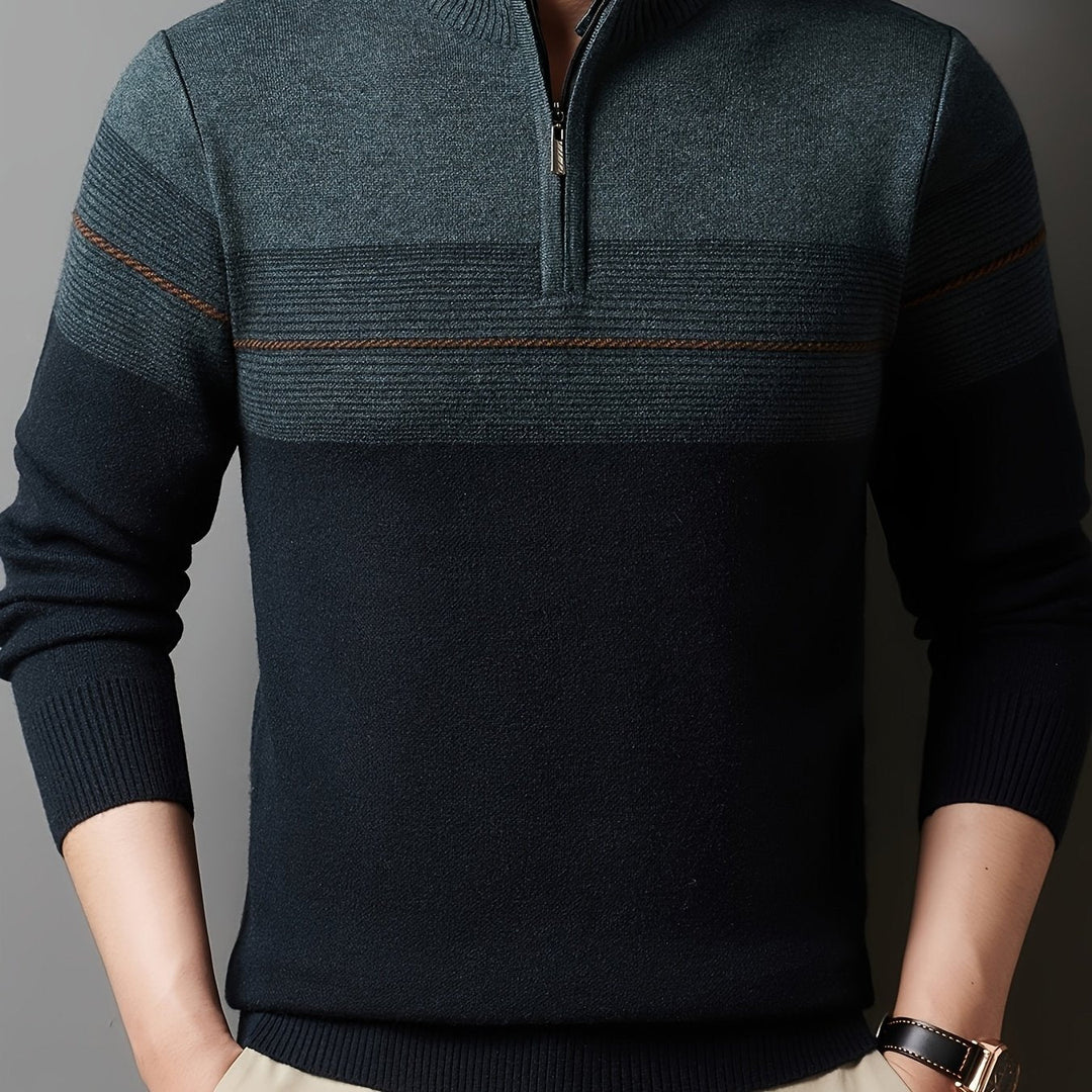 Thorvald | Herren Strickpullover mit Reißverschlusskragen - Navy - Image 23