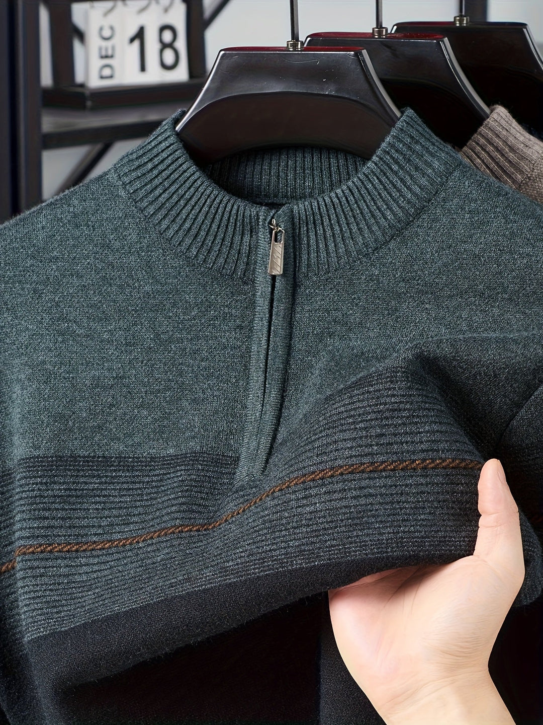 Thorvald | Herren Strickpullover mit Reißverschlusskragen - Navy - Image 25
