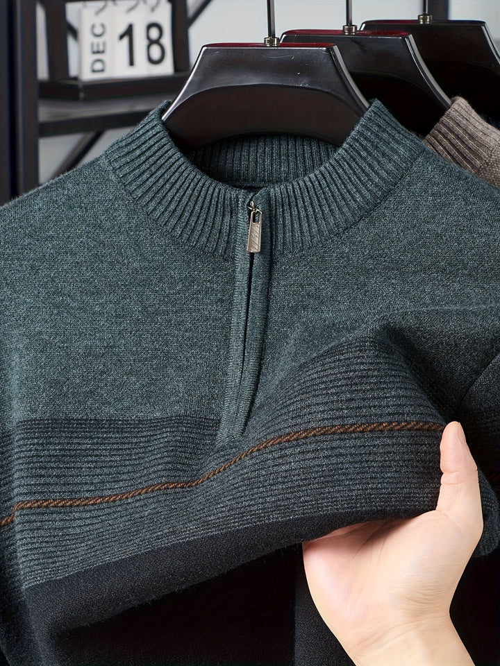 Thorvald | Herren Strickpullover mit Reißverschlusskragen - Navy - Image 25