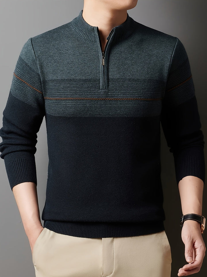 Thorvald | Herren Strickpullover mit Reißverschlusskragen - Navy - Image 26