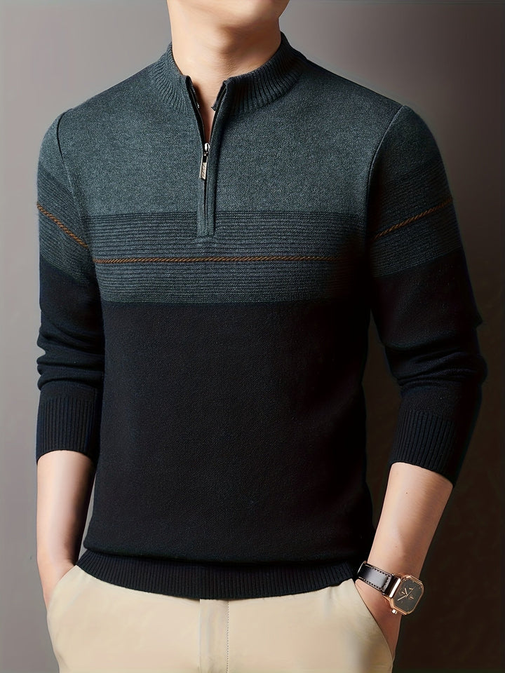 Thorvald | Herren Strickpullover mit Reißverschlusskragen - Navy - Image 27