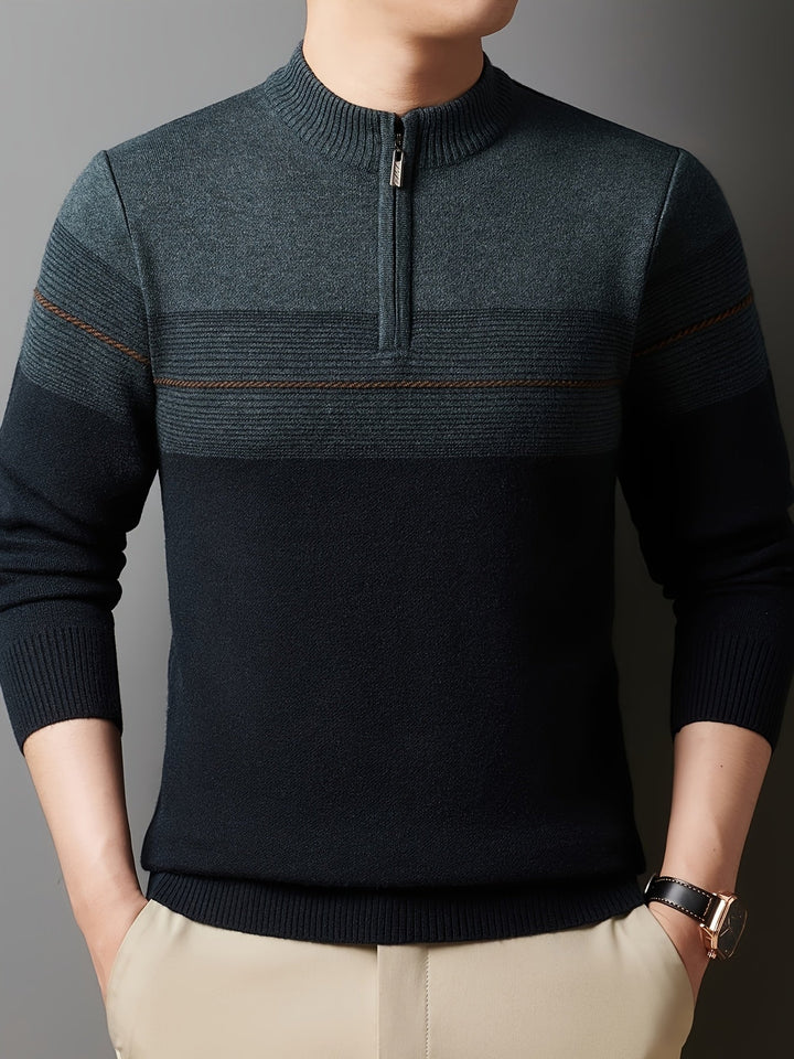 Thorvald | Herren Strickpullover mit Reißverschlusskragen - Navy - Image 28