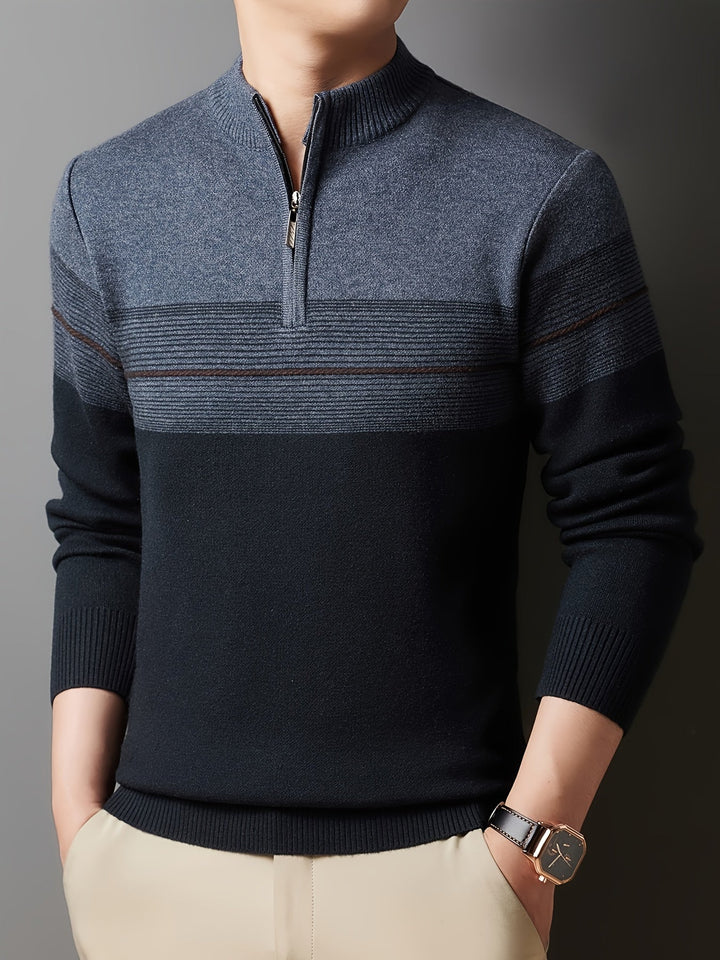 Thorvald | Herren Strickpullover mit Reißverschlusskragen - Navy - Image 3