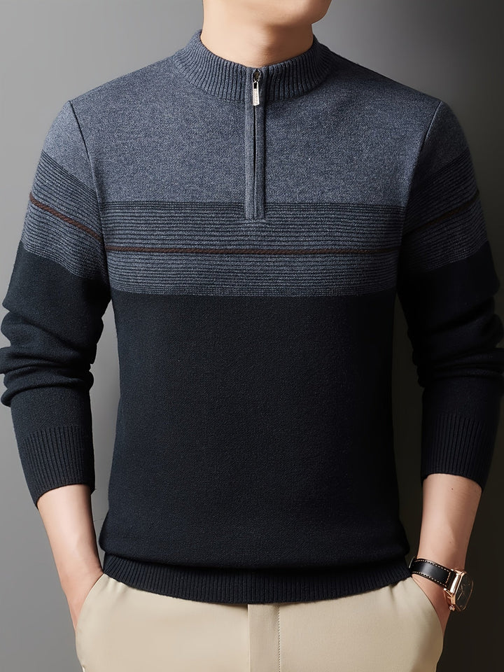 Thorvald | Herren Strickpullover mit Reißverschlusskragen - Navy - Image 4