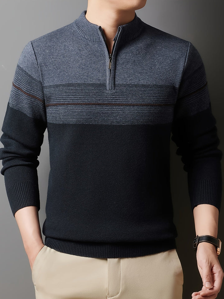 Thorvald | Herren Strickpullover mit Reißverschlusskragen - Navy - Image 6