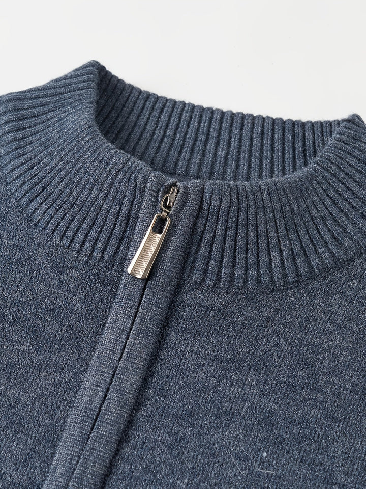 Thorvald | Herren Strickpullover mit Reißverschlusskragen - Navy - Image 8