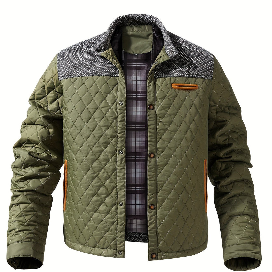 Thorvek | Herren Gesteppte Jacke mit Stehkragen - Olive Green - Image 1