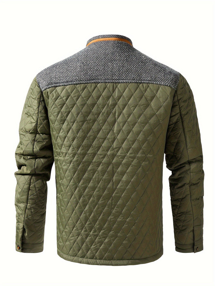 Thorvek | Herren Gesteppte Jacke mit Stehkragen - Olive Green - Image 2