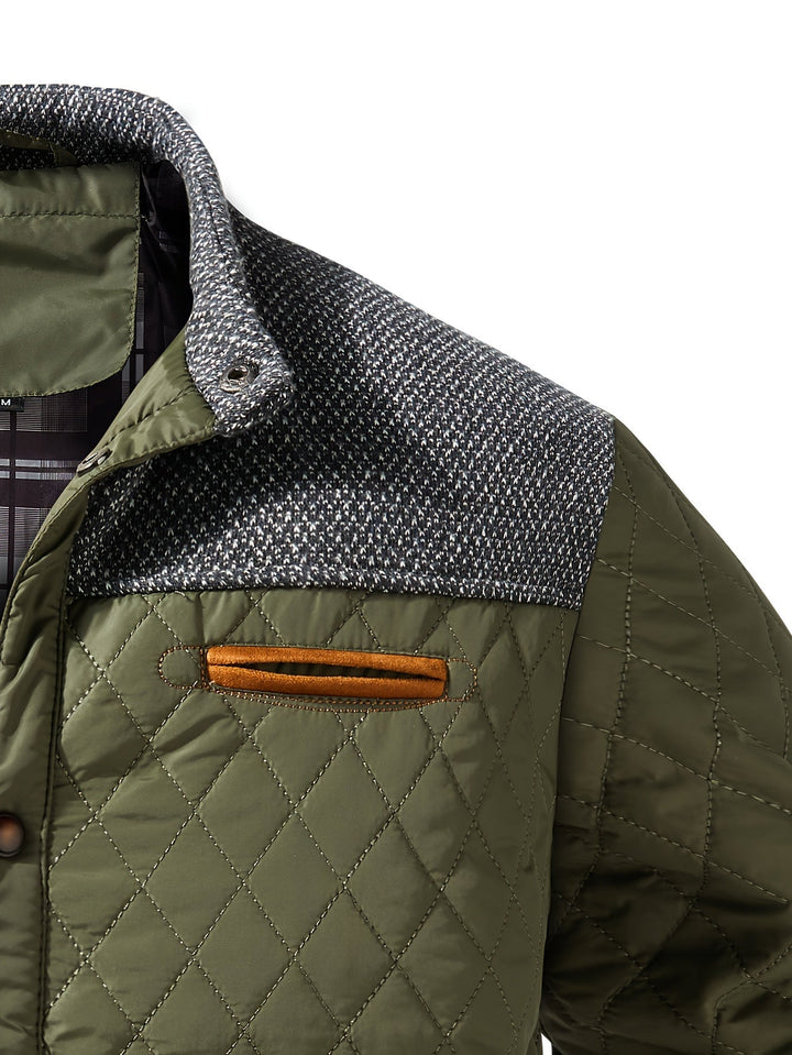 Thorvek | Herren Gesteppte Jacke mit Stehkragen - Olive Green - Image 4