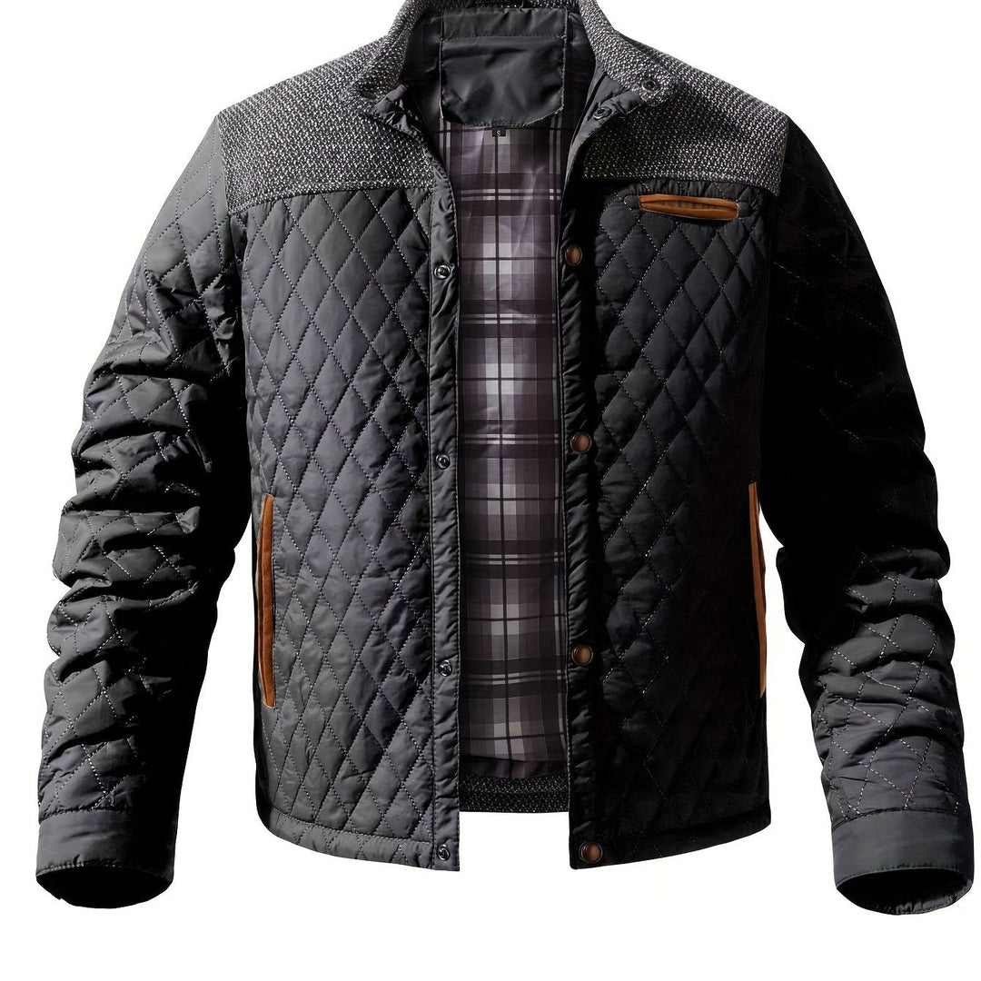 Thorvek | Herren Gesteppte Jacke mit Stehkragen - Olive Green - Image 6