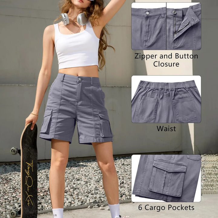Tilda | Damen Cargo Shorts mit Cargotaschen Relaxed Fit - Blue - Image 5