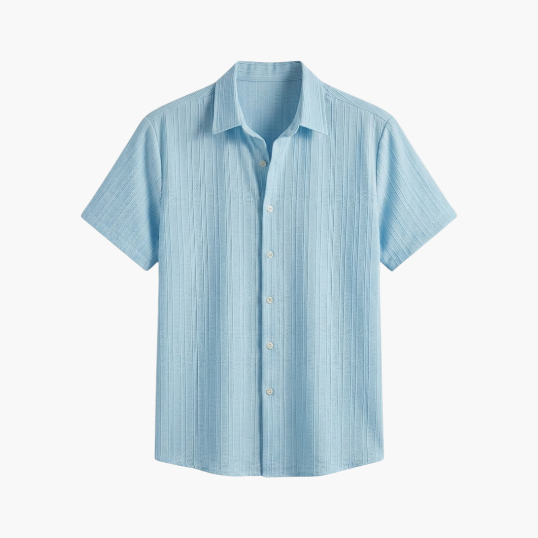 Tillmann | Herren Gestreiftes Kurzarm Hemd - Light Blue - Image 1