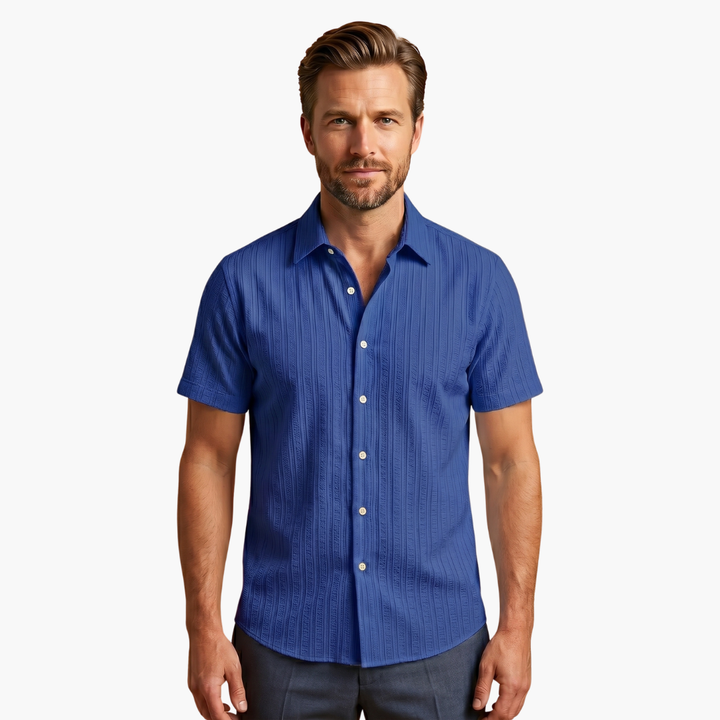 Tillmann | Herren Gestreiftes Kurzarm Hemd - Light Blue - Image 11