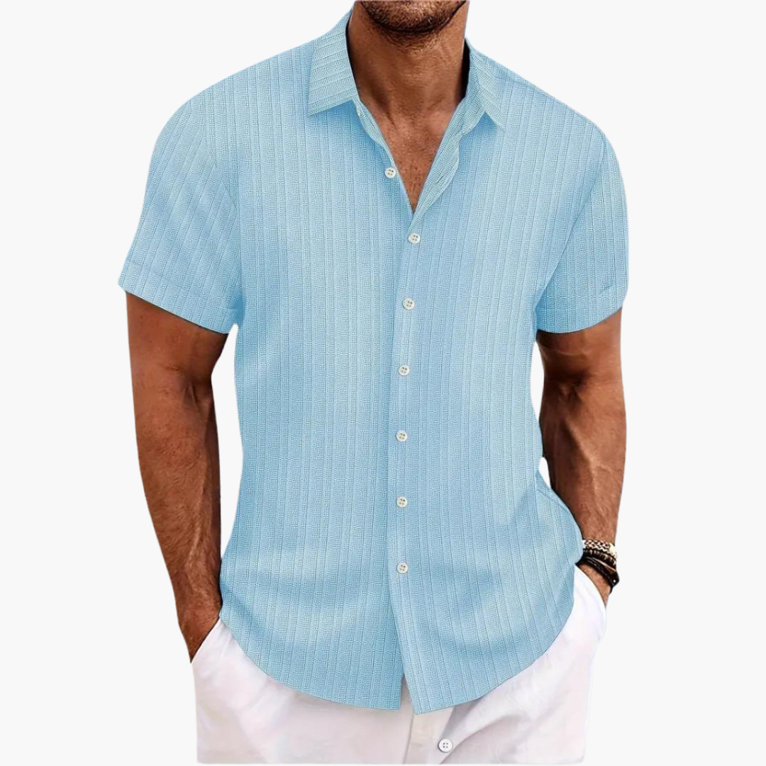 Tillmann | Herren Gestreiftes Kurzarm Hemd - Light Blue - Image 2