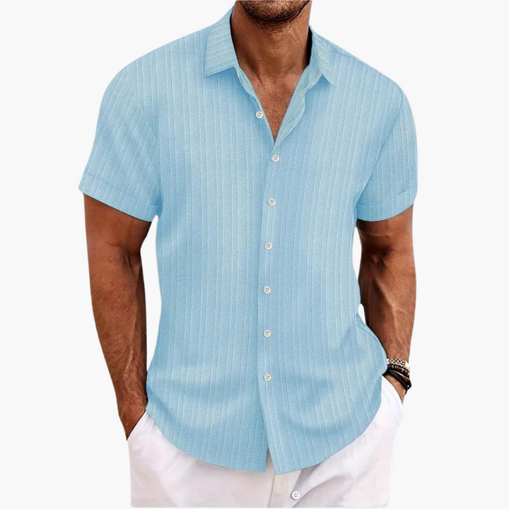 Tillmann | Herren Gestreiftes Kurzarm Hemd - Light Blue - Image 2