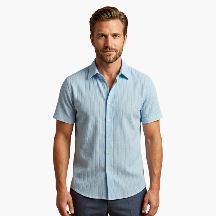 Tillmann | Herren Gestreiftes Kurzarm Hemd - Light Blue - Image 3