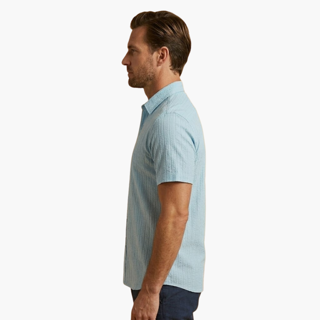 Tillmann | Herren Gestreiftes Kurzarm Hemd - Light Blue - Image 4