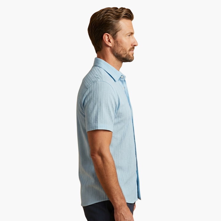 Tillmann | Herren Gestreiftes Kurzarm Hemd - Light Blue - Image 6