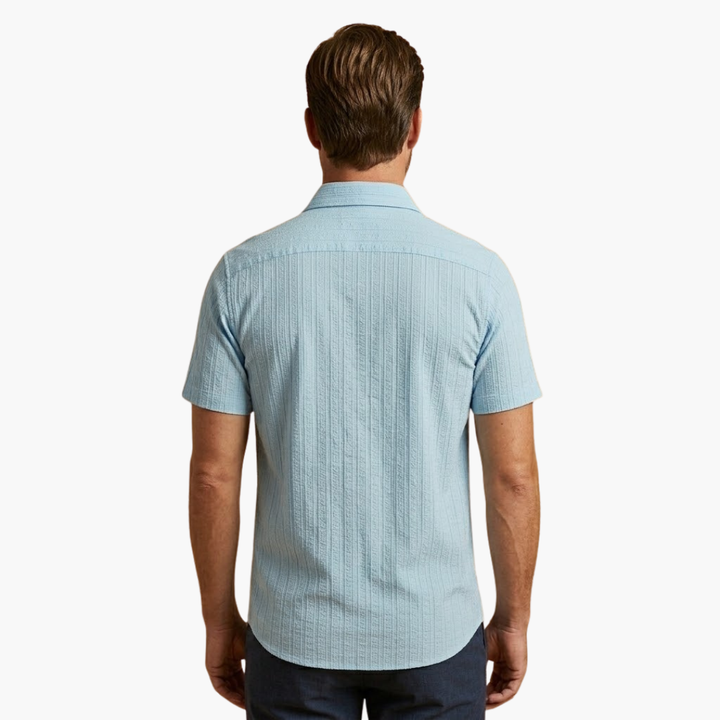 Tillmann | Herren Gestreiftes Kurzarm Hemd - Light Blue - Image 7