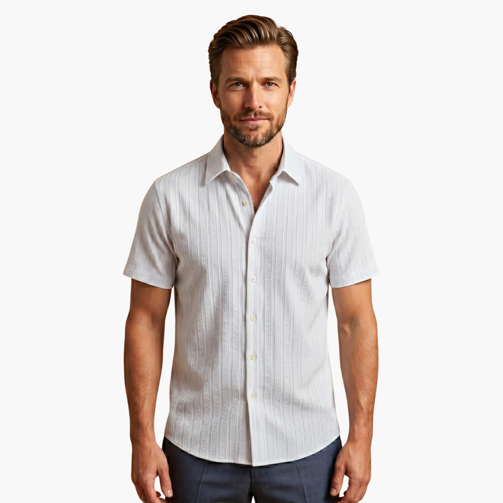 Tillmann | Herren Gestreiftes Kurzarm Hemd - Light Blue - Image 9