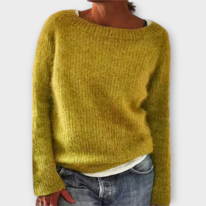 Tilvane | Damen Strickpullover Relaxed Fit Herbst Winter - Mustard - Image 1