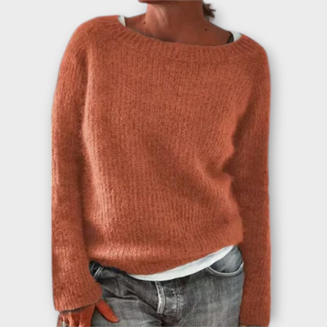 Tilvane | Damen Strickpullover Relaxed Fit Herbst Winter - Mustard - Image 4