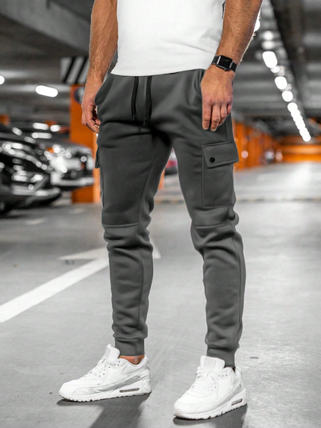 Max | Herren Cargo Jogginghose Slim Fit Trainingshose mit Taschen