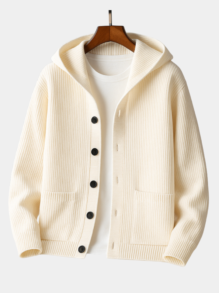 Torben | Herren Strickjacke mit Kapuze Cardigan - Cream - Image 1