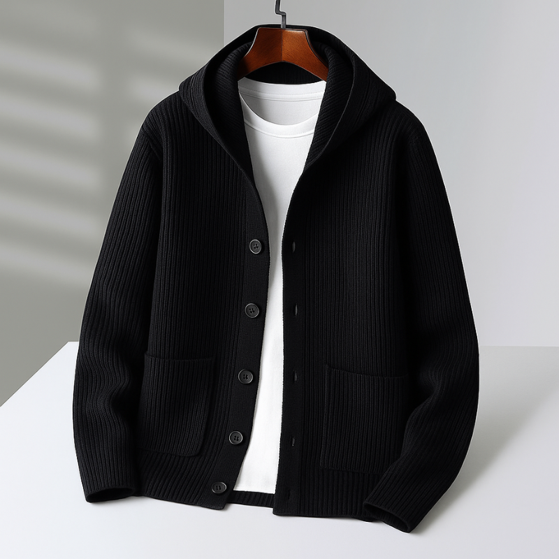 Torben | Herren Strickjacke mit Kapuze Cardigan - Cream - Image 4