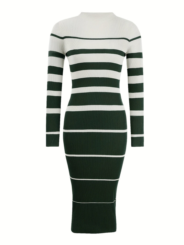 Tordis | Damen Strickkleid gestreift langarm - Image 14