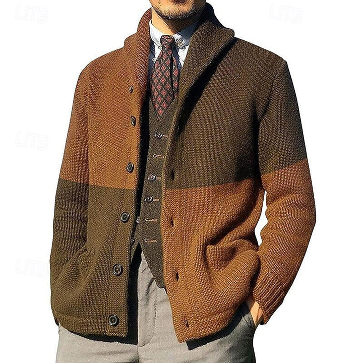 Ulfbert | Herren Strickjacke Colour-Block Cardigan - Image 1
